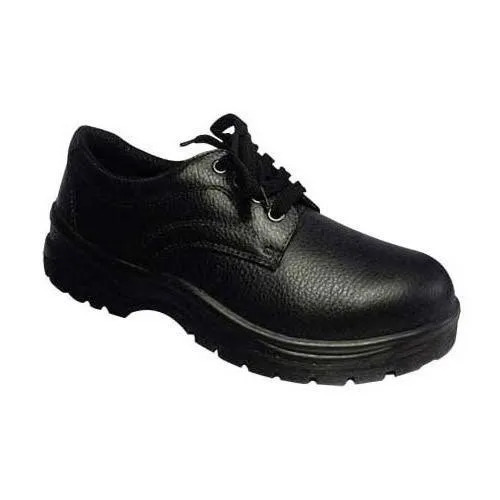 Anti Static Anti Skid Lace Closure Low Ankle Mens Leather Safety Shoes - Steel Toe Size 6 7 8 9 Black PU Outsole Heat Resistant Up to 120Â°C