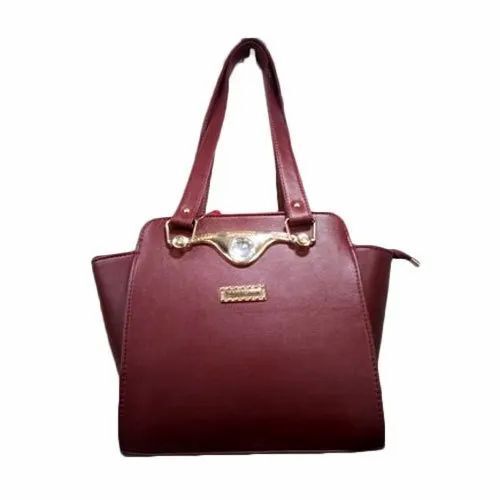 Party Wear Ladies Water Resistant Plain Brown Pu Leather Handbag