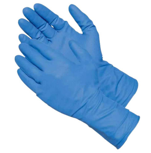 Blue Water Proof Full Finger Plain Rubber Hand Gloves For Unisex