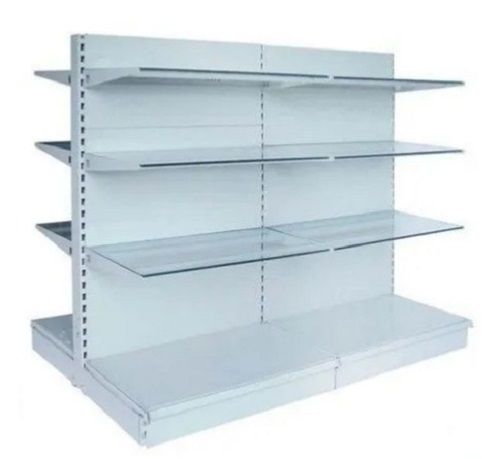 White 4 Shelves Double Sided Adjustable Supermarket Steel Display Racks