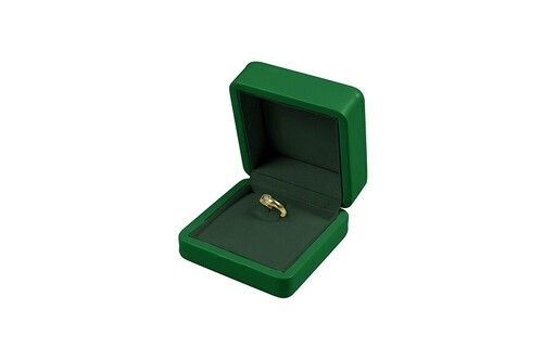 5-8 Mm Square Shape Green Cardboard Plain Jewelry Ring Box