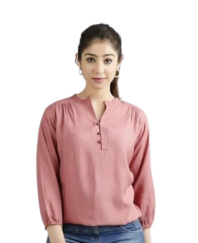 Comfort Fit Rayon Top - 24 Inch Length Pink Color 3/4 Sleeve Design | Soft Stretchable Material for All-Day Comfort