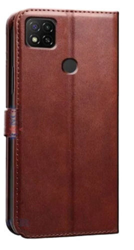 Brown Dual Protection Rectangular Magnetic Closure Leather Flip Mobile Cover 