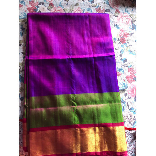 Pink with green plain uppada silk sarees