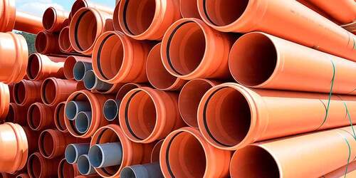 Orange Pvc Round Pipe Use For Plumbing, 6 Meter Length