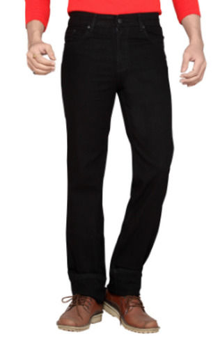 Black Skin Friendly Regular Fit And Daily Wear Plain Denim Jeans For Men