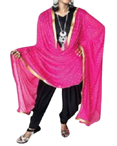 Women Casual Wear Skin Friendly Lightweight Printed Nazneen Pink Dupatta