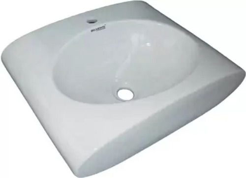 White 5 Kilograms Ceramic Polish Finished Wall Mounted Wash Basin 