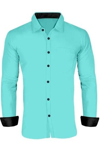 Full Sleeves Straight Collar And Button Closure Plain Cotton Shirts For Mens