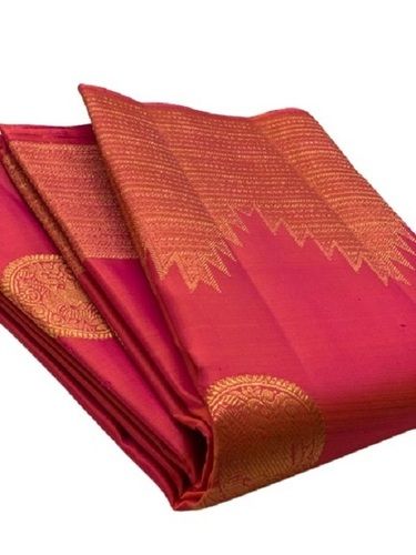 Copper Ladies Comfortable Red Traditional Wear Printed Cotton Designer Saree