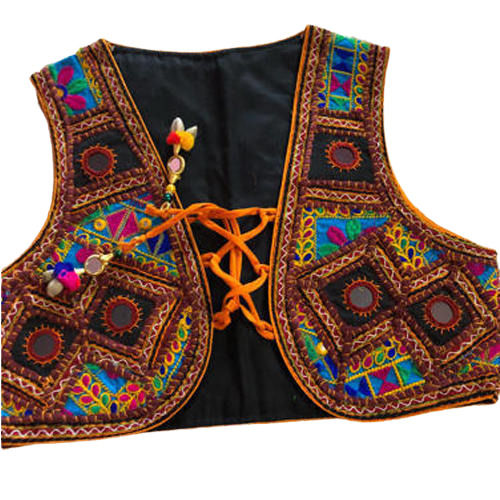 Ladies Embroidered Mirror Work Sleeveless Casual Wear Designer Jacket