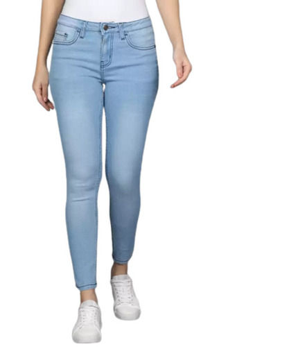 Ladies Regular Fit Casual Wear Plain Dyed No Fade Denim Jeans