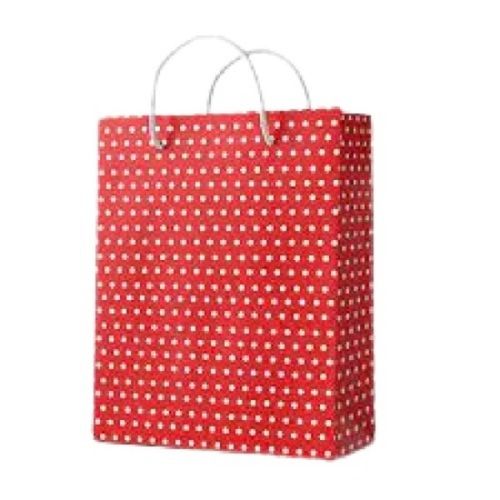 Recyclable Reusable Rope Handle Red With White Dot Printed Paper Bag