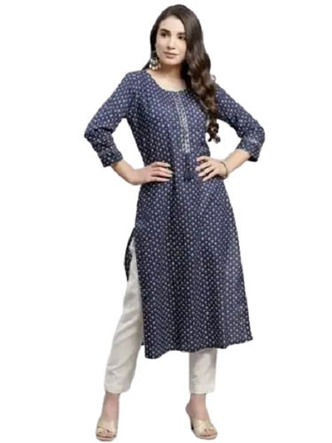 44 Inch Length Comfortable Printed Cotton Silk Kurti for Regular Wear