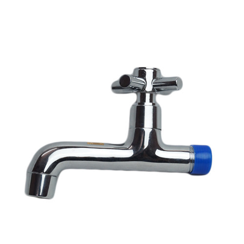 सिल्वर 6 इंच लंबी ग्लॉसी फ़िनिश स्टेनलेस स्टील रस्ट प्रूफ और टिकाऊ बाथरूम टैप