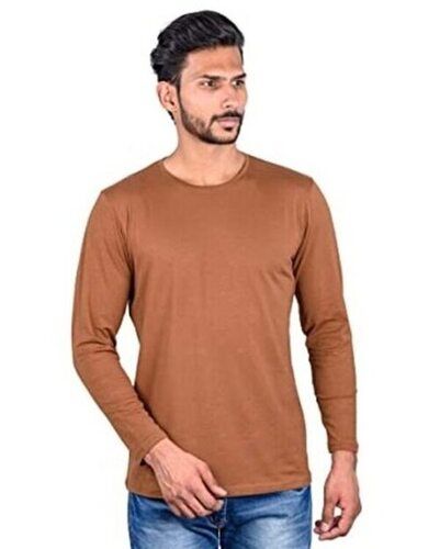 Regular Fit Full Sleeves O Neck Type Plain Lycra Casual T-Shirt for Men