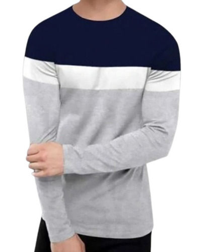 Skin Friendly Full Sleeves O Neck Casual Wear Cotton T-Shirt for Men