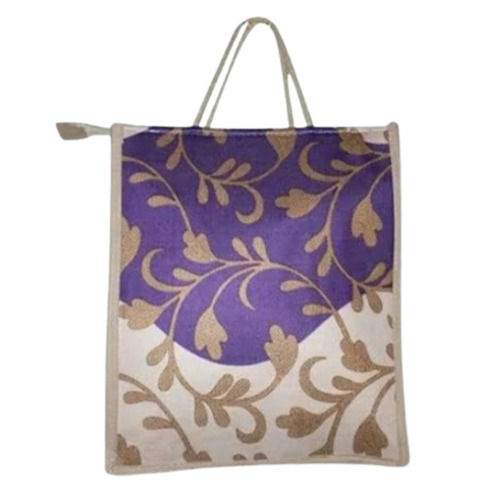 15x14x6 Inches Light Weight Printed Jute Bag With Zipper Top