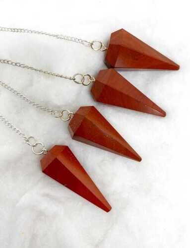 White 3 Pcs Red Jasper Crystal Pendulum For Reiki Healing And Dowsing Prediction 