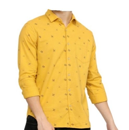 79 Cm Printed Full Sleeves And Spread Collar Casual Cotton Shirts For Men