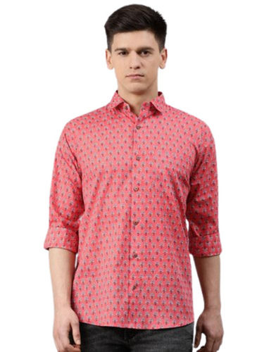 Multicolor Breathable Casual Wear Full Sleeves Button Closure Classic Collar Printed Cotton Shirt For Mens