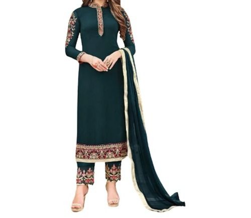 Breathable Party Wear Long Sleeves Soft Georgette Embroidery Suit For Ladies Age Group: Adult