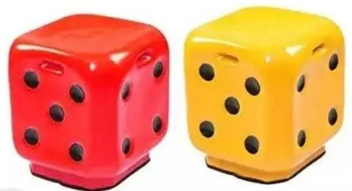 Acid Dye Glossy Surface Red And Yellow Unbreakable Dice Sitting Stool