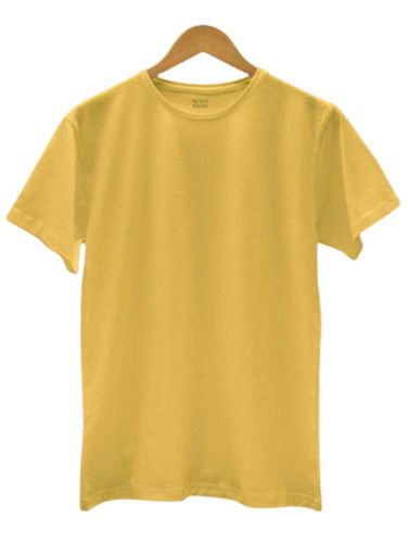 Yellow Men Regular Fit Short Sleeves Casual Wear Cotton T-Shirt