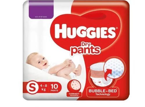 White Overnight Absorbent Bubble Bed Technology Disposable Dry Diapers, 10 Piece Pack 