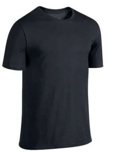 Black Regular Fit Short Sleeves And O Neck Plain Casual Wear Lycra T Shirt For Mens