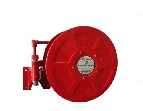 Red 10 Kg Threaded Inlet Connection First Aid Fire Hose Reel Drum 