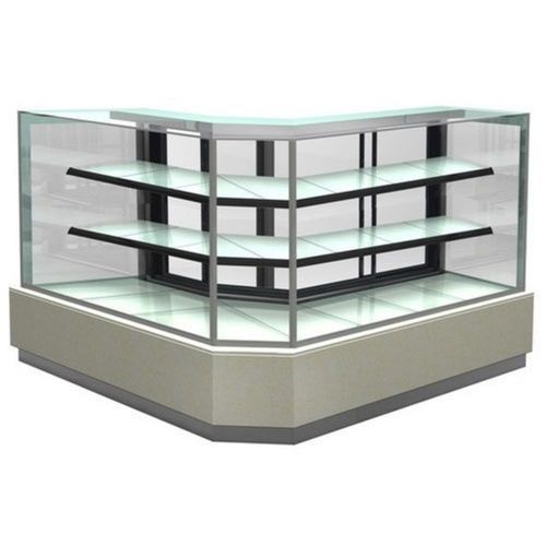 Transparent 100-150 Kg Glossy Modern Led Light Holder Stainless Steel Glass Bakery Display Counter