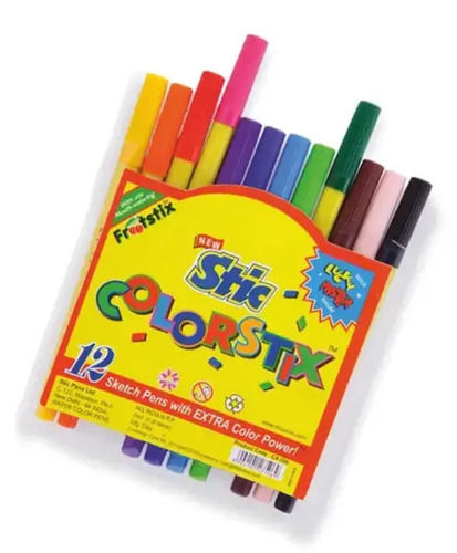 Light Weight 7 Inch Abs Plastic Body Water Proof Colorful Sketch Pens, 12 Shades