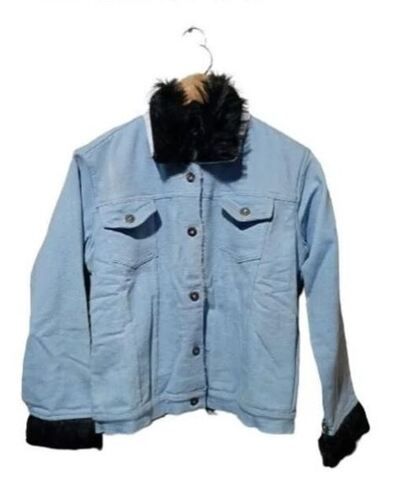 Men's Winter Fleece Lined Denim Jacket Fur Collar Quilted Jean Coat Light  Blue 3XL : Amazon.in: Fashion