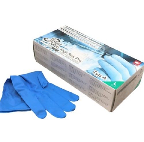 Blue Nitrile Rubber Full Fingers Short Cuff Medical Examination Gloves