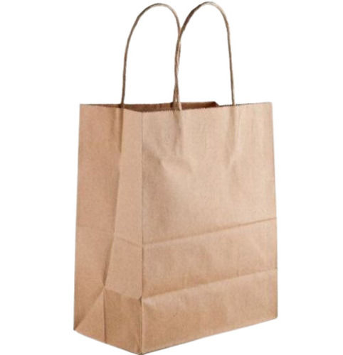 Plain Light Brown Color Disposable And Biodegradable Kraft Paper Bag