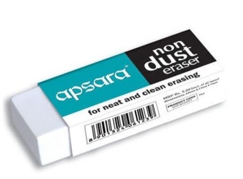 Soft Rubber Rectangular Eraser - 1.5 Inches | Dust-Free, Printed Cover, Ideal for Paper & Non-Paper Surfaces, Perfect for Blending and Sketching