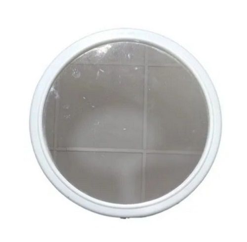 White 15 Inch 3 Mm Thick Designed Wall Mounted Glossy Glass Round Mirror