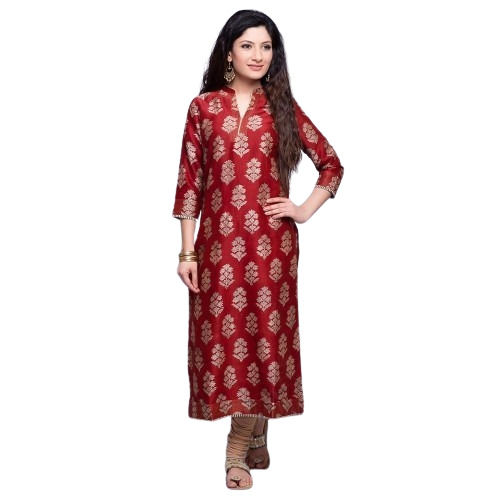 3/4Th Sleeves Lightweight And Soft Casual Wear Printed Silk Kurti For Ladies Bust Size: 32 To 36 Inch (In)