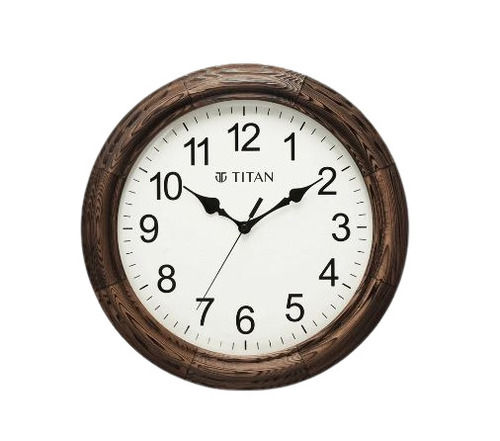 Brown And White 42X42 Cm 700 Gram Wall Mount Round Analog Wall Clock