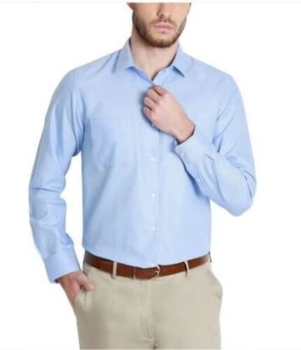 Plain Spread Collar Button Closure Full Sleeves Cotton Formal Shirt For Mens Chest Size: 36 Inches