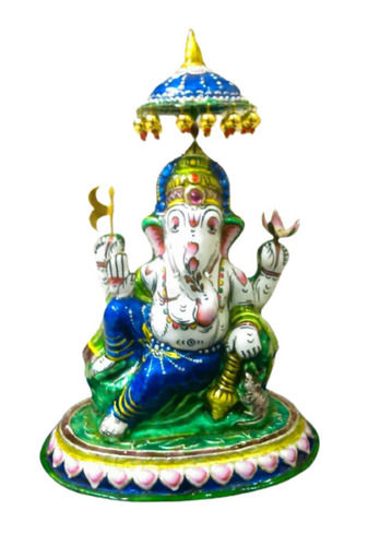 Eco-Friendly 4 Inches Eco Friendly Enamel Finished Painted Resin Ganesh Statue