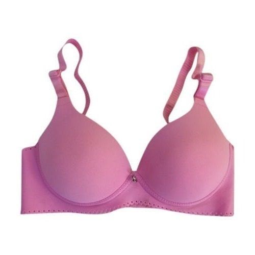 Pink Fancy Plain Spandex Comfortable And Washable Padded Ladies Bra