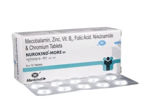 मीकोबालामिन जिंक विटामिन बी फोलिक एसिड नियासिनमाइड और क्रोमियम टैबलेट, 6 X 10 टैबलेट के लिए अनुशंसित: डॉक्टर के दिशानिर्देशों के अनुसार