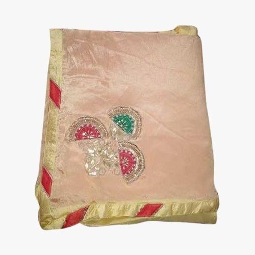 Pink Party Wear Hand Embroidery Cotton Saree With Blouse Piece