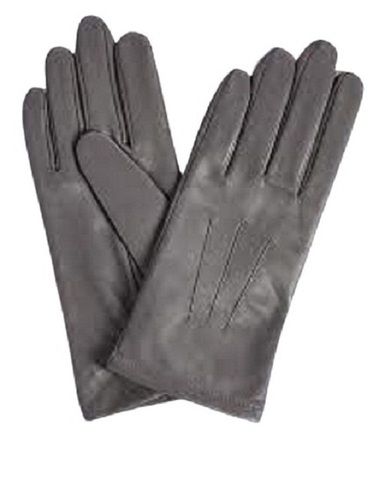 Grey Plain 13 Inch Size Leather Material Hand Gloves For Winter Seasons 