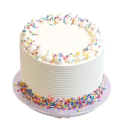 Sweet And Delicious A Grade Round Cream And Sparkle Topping Vanilla Cake
