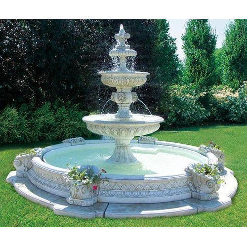 Designer White Ceramic Outdoor Fountain, 12 Feet Height