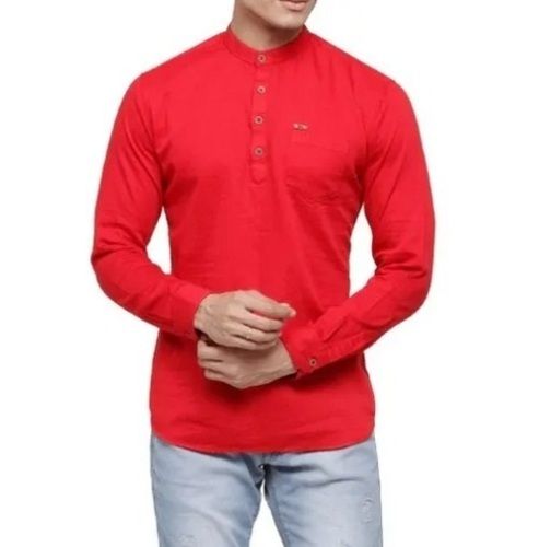 Dry Cleaning 44 Inch Length Plain Comfortable Daily Wear Organic Men Cotton Kurta