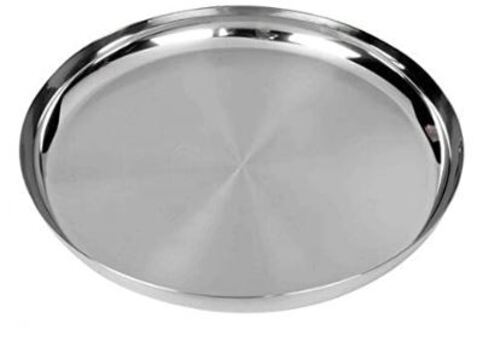 Silver 12 Inches Round Glossy Finished And Corrosion Resistant Stainless Steel Plate